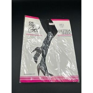 On The Go! Vintage Ultra Sheer Pantyhose Jet Black Size 3 New